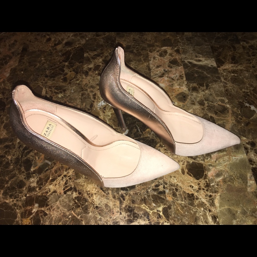 Zara Two-toned Rose gold heels